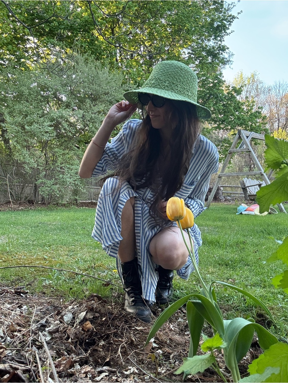 Vintage Green “Swing” Style  Sun Hat - Wide Brim